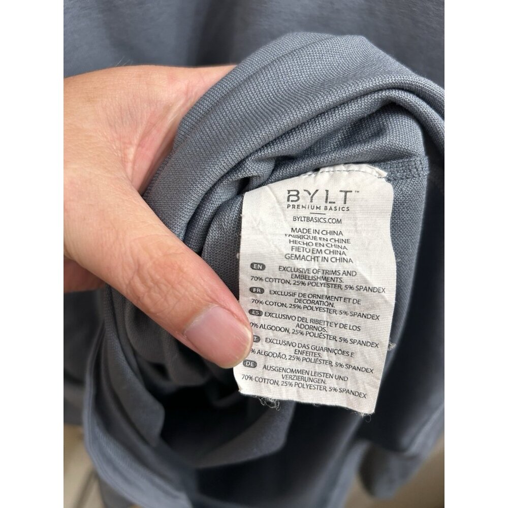 BYLT Men's Blue Premium Basics Drop Cut Long Sleeve Lux T-Shirt Size Large - Picture 8 of 9